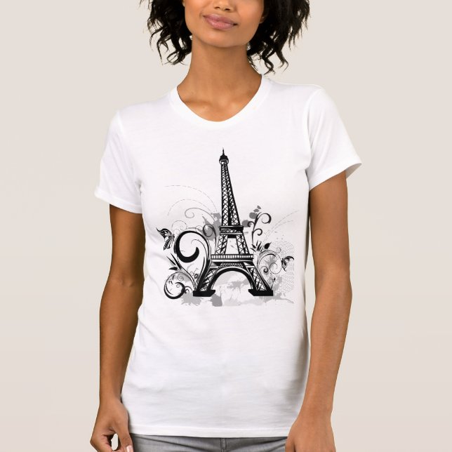 O t-shirt das mulheres que caracteriza a torre (Frente)