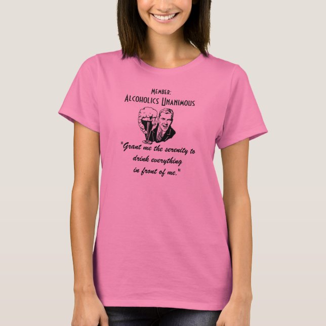 O t-shirt das mulheres unânimes dos alcoólicos (Frente)