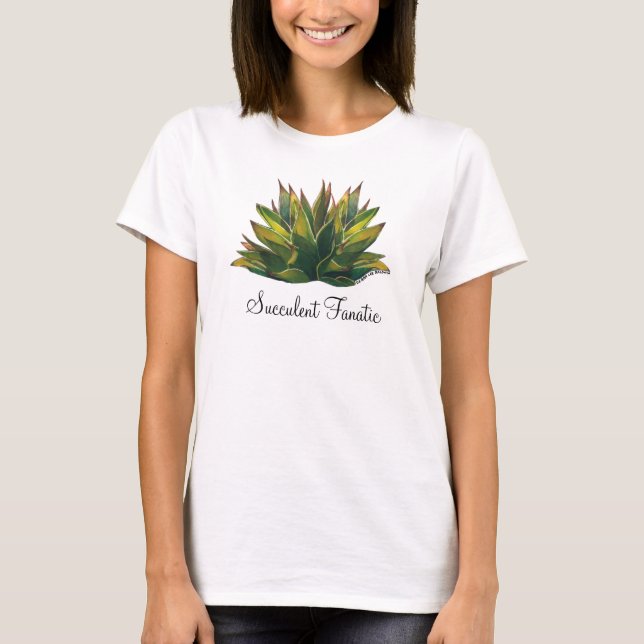 O t-shirt das senhoras da aguarela da agave (Frente)