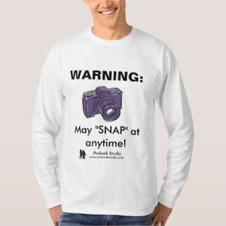 O T-SHIRT DE ADVERTÊNCIA DO FOTÓGRAFO