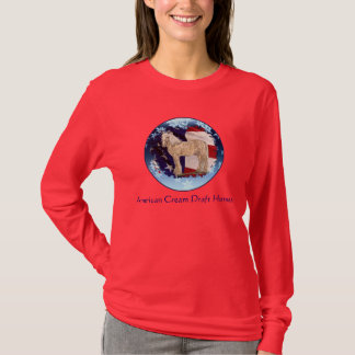 O t-shirt de creme nevado das mulheres do inverno