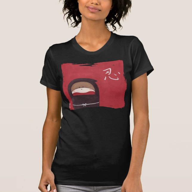 O t-shirt de Ninja do macaco da peúga (mulheres) (Frente)