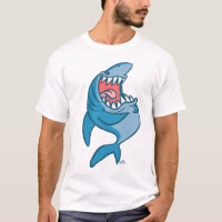 O t-shirt de riso dos desenhos animados do tubarão