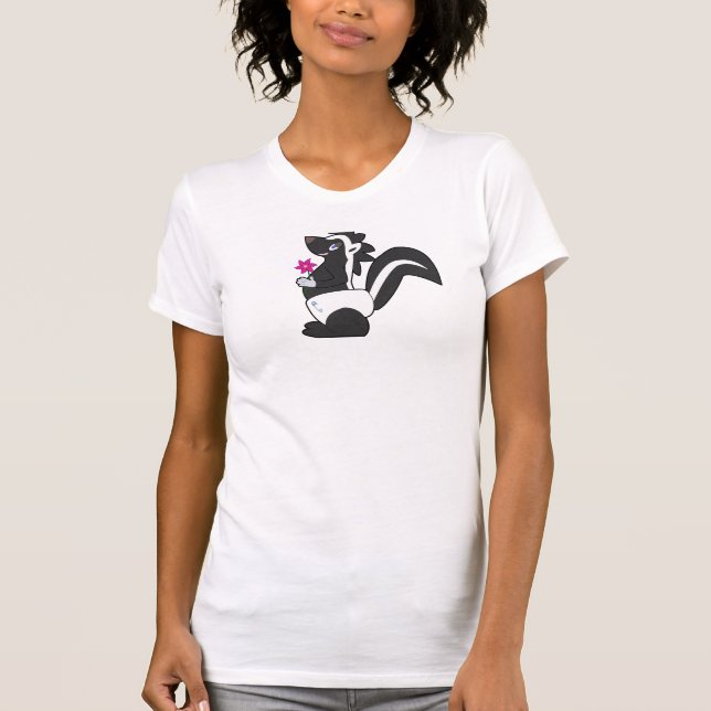 O T-shirt de Skunkdude da senhora - rosa (Frente)