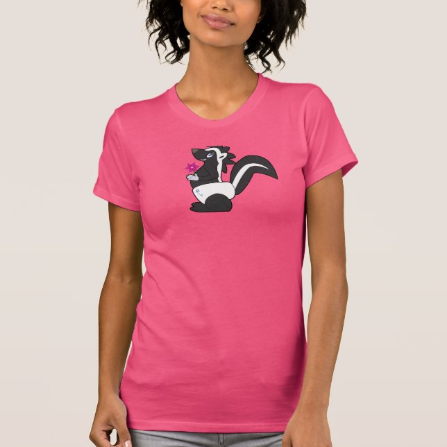O T-shirt de Skunkdude da senhora - rosa (Frente)