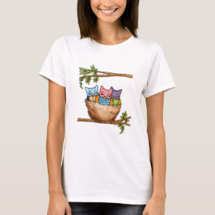 o t-shirt de três mulheres das corujas pequenas