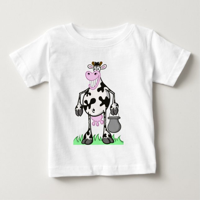 o t-shirt do bebê engraçado da "caixa" da vaca (Frente)