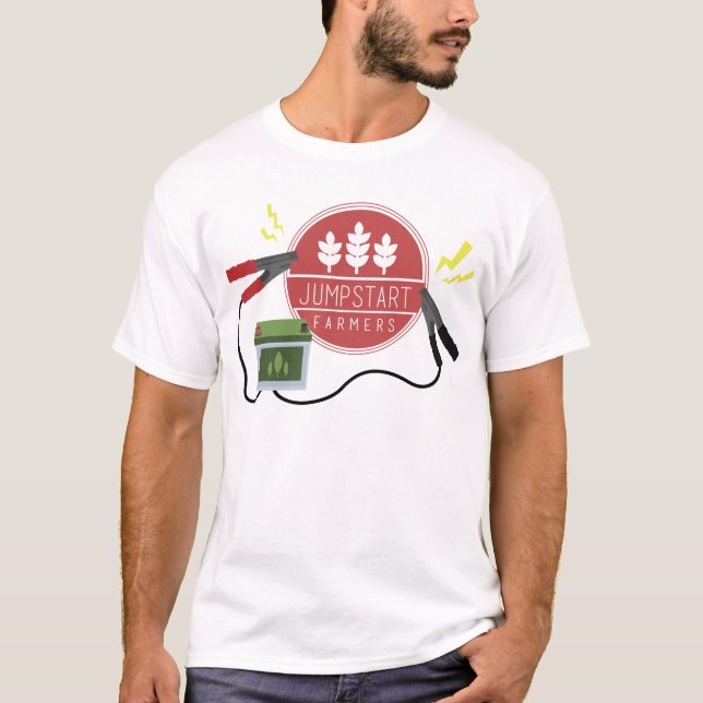 O t-shirt do fazendeiro do Jumpstart dos homens (Frente)