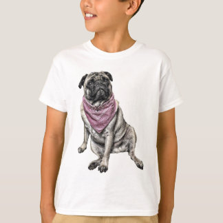 O t-shirt do menino do tema do cão do Pug