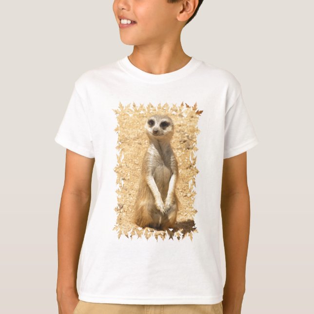 O t-shirt do miúdo curioso de Meerkat (Frente)