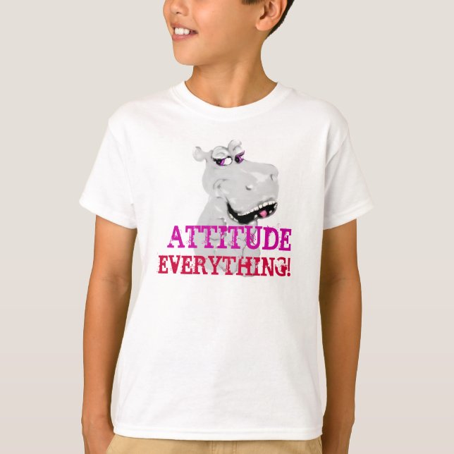 O t-shirt do miúdo da atitude do hipopótamo (Frente)