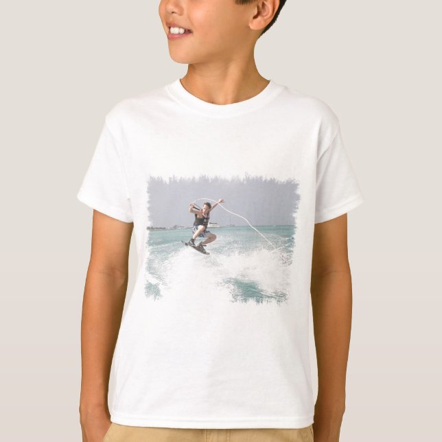 O t-shirt do miúdo de Wakeboarding (Frente)