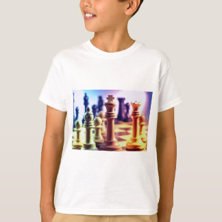 O t-shirt do miúdo do jogo de xadrez