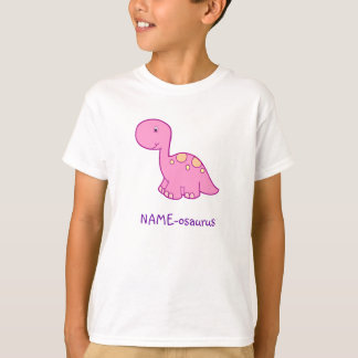 O t-shirt do miúdo do Nome-osaurus do dinossauro -