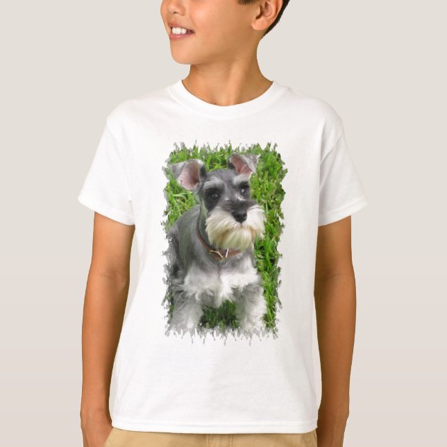 O t-shirt do miúdo do Schnauzer diminuto (Frente)