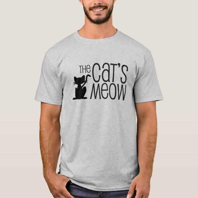 O t-shirt dos homens cinzentos do Meow do gato (Frente)