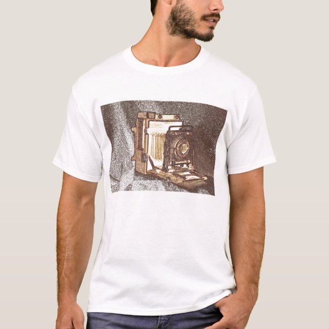 O t-shirt dos homens da câmera da imprensa do (Frente)
