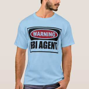 O t-shirt dos homens de advertência do AGENTE DO