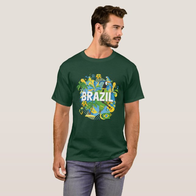 O t-shirt dos homens de Brasil (Frente Completa)