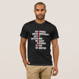 O t-shirt dos homens do Acrostic do músico