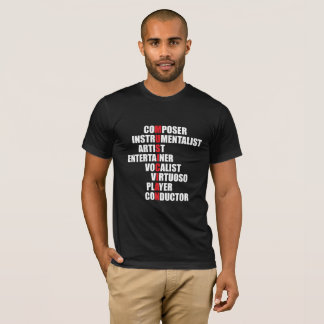 O t-shirt dos homens do Acrostic do músico