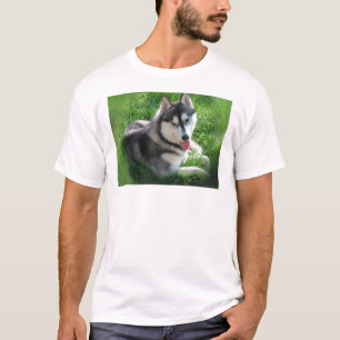 O t-shirt dos homens do cão do rouco Siberian