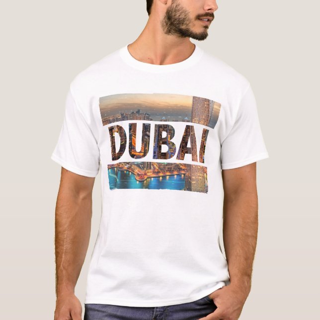 O t-shirt dos homens do design da cidade de Dubai (Frente)