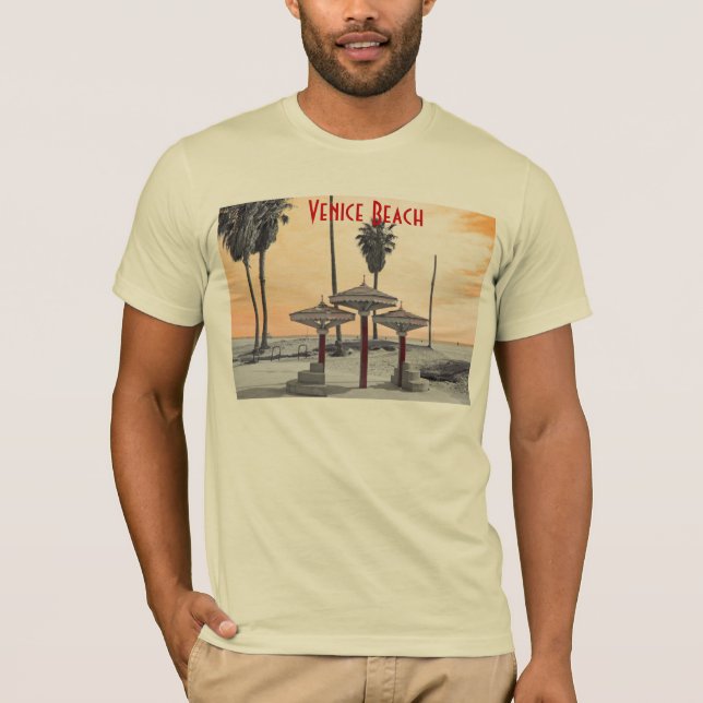 O t-shirt dos homens do ll da praia de Veneza (Frente)