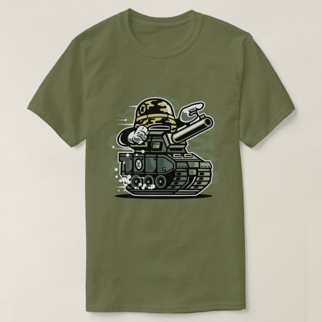 O t-shirt dos homens do tanque da guerra (Frente do Design)