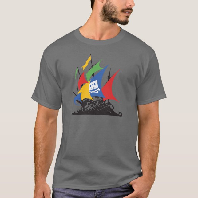 O t-shirt dos homens escuros do roupa de Google do (Frente)