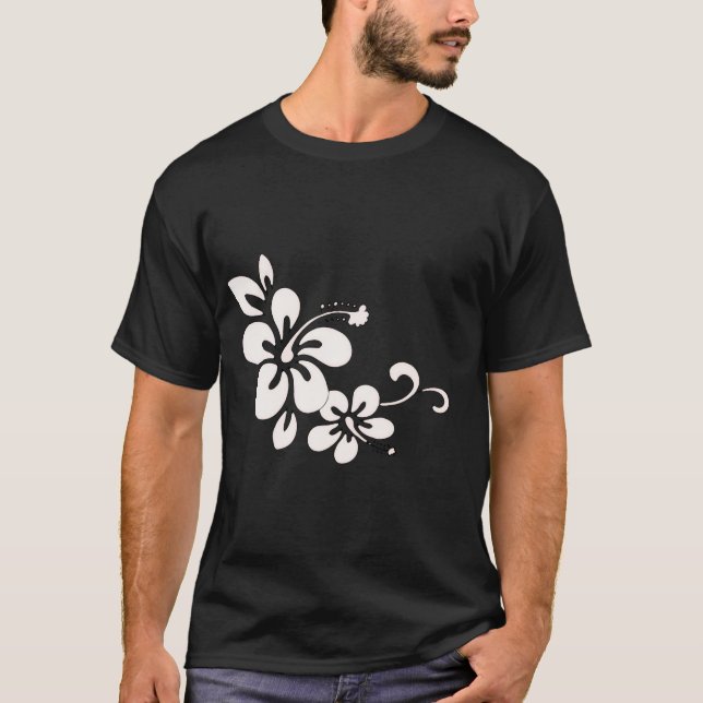O t-shirt dos homens havaianos da flor (Frente)