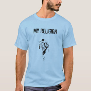 O t-shirt   dos homens minha religião