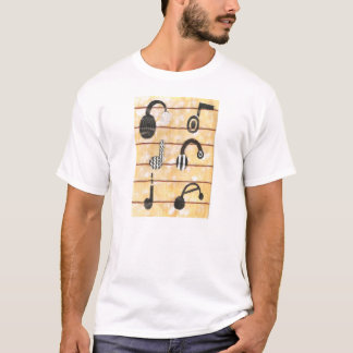 O t-shirt dos homens musicais do auscultadores