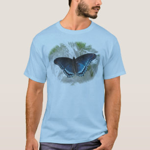 O t-shirt dos homens roxos manchados vermelho da