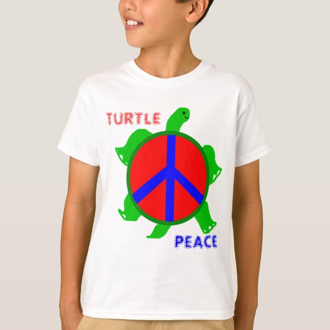 O t-shirt dos miúdos da paz da tartaruga (Frente)