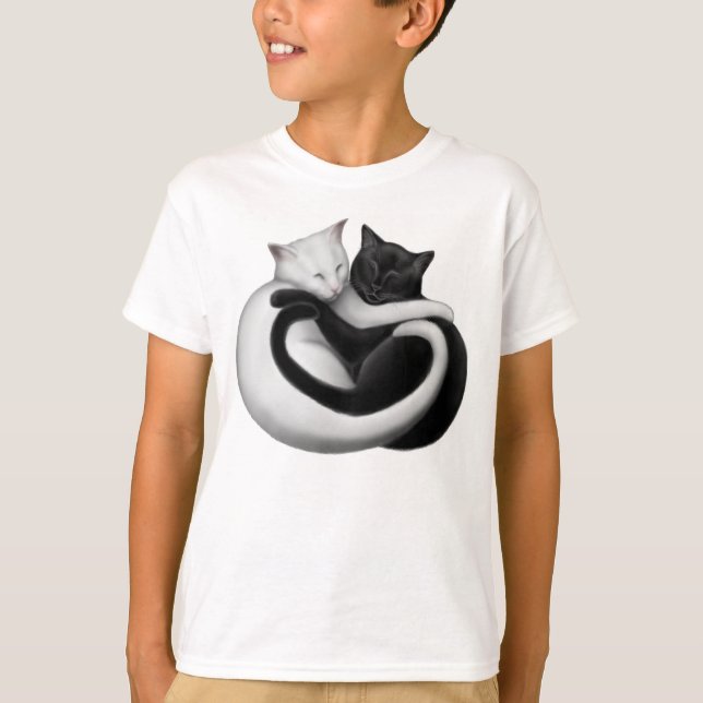 O t-shirt dos miúdos dos gatos do amor (Frente)