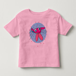 O t-shirt engraçado do miúdo do design do gato e