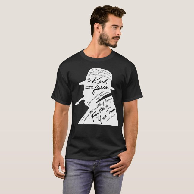 O t-shirt escuro básico dos homens de Churchill (Frente Completa)