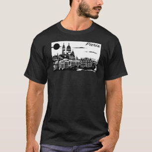 O t-shirt escuro básico dos homens de Paris