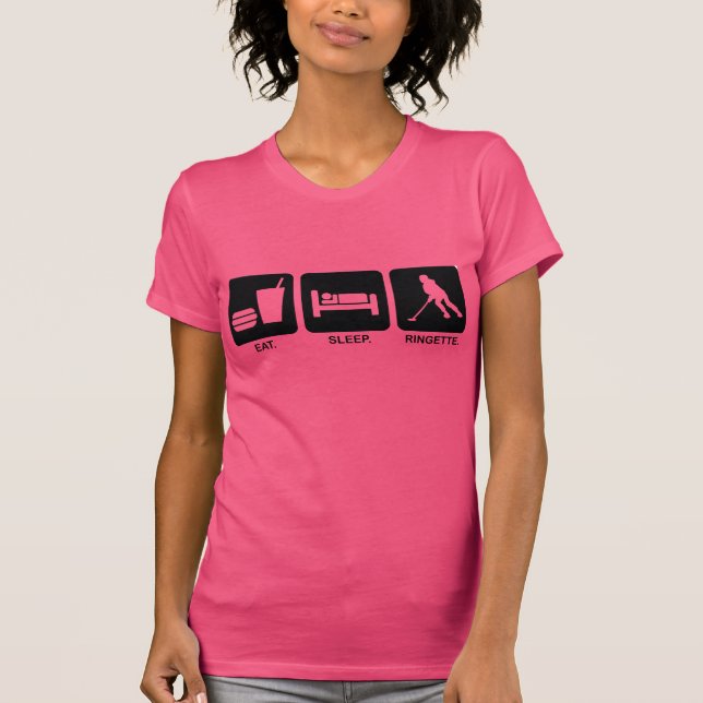 O t-shirt escuro das mulheres de Ringette do sono (Frente)