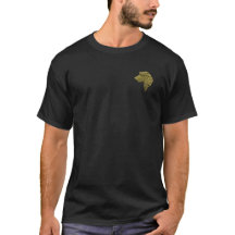 O t-shirt escuro dos homens com cabeça Dourado do