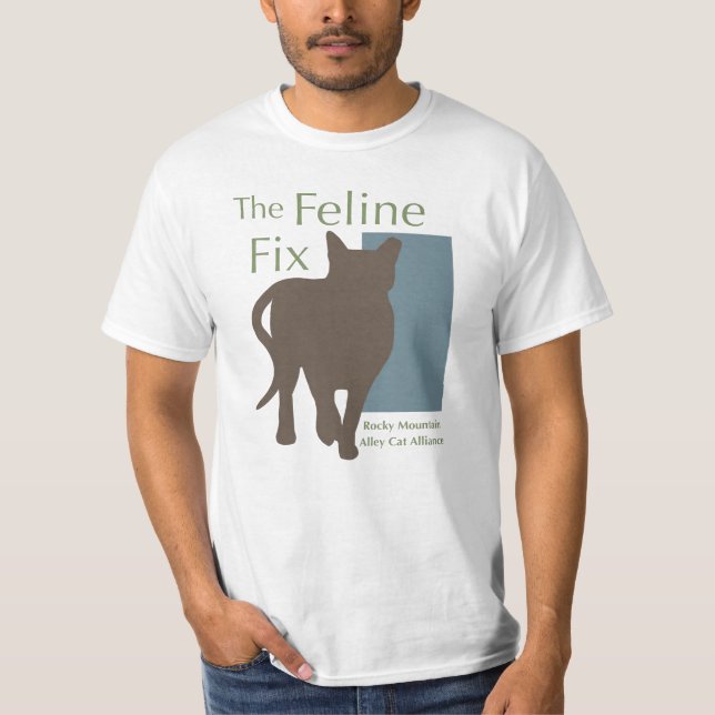 O t-shirt felino do logotipo do reparo (Frente)