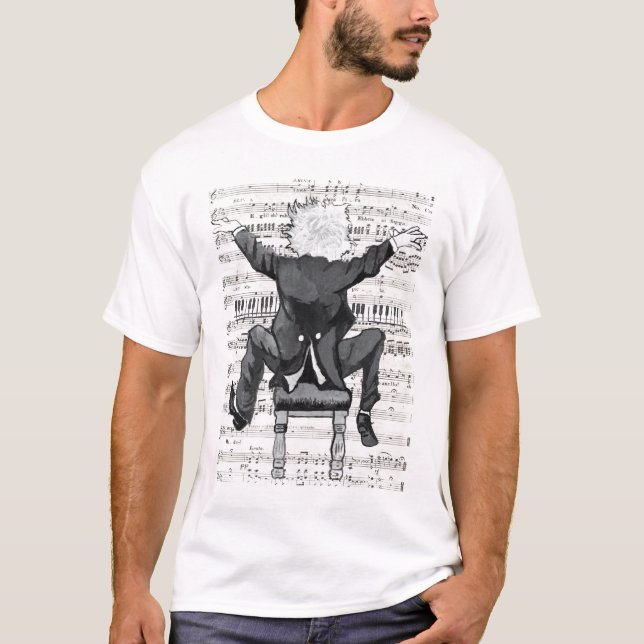 O t-shirt feliz do pianista (Frente)