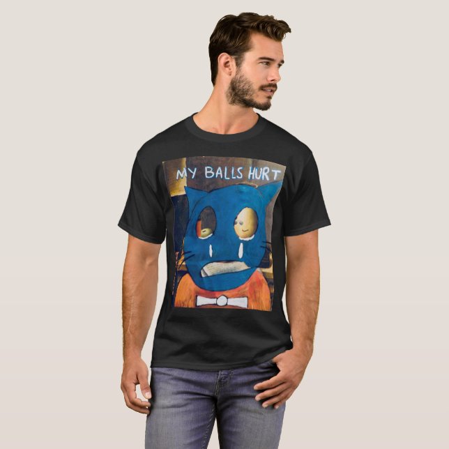 O t-shirt ferido dos meus homens das bolas por (Frente Completa)