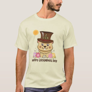 O T-SHIRT GROUNDHOG DIA DOS HOMENS FELIZES DO 2 DE