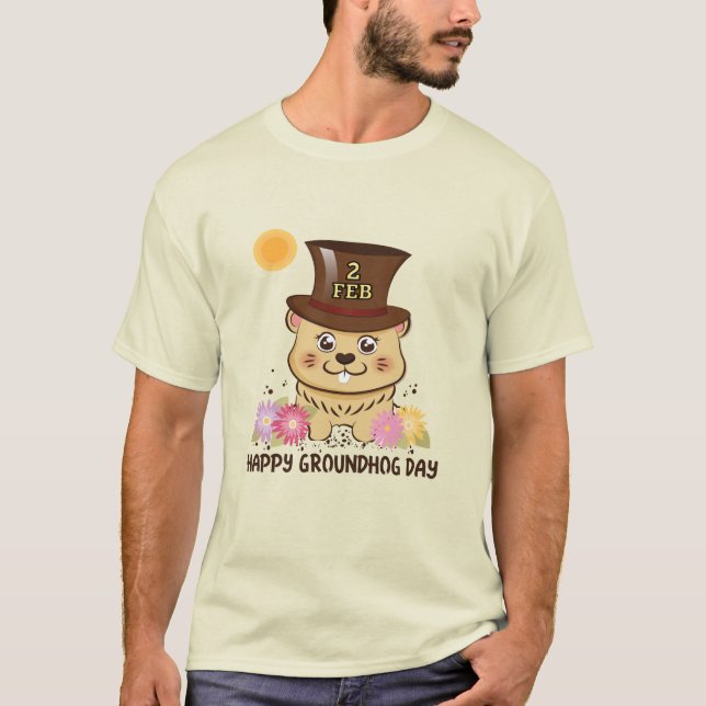 O T-SHIRT GROUNDHOG DIA DOS HOMENS FELIZES DO 2 DE (Frente)