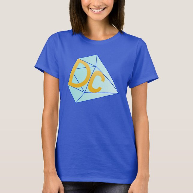 O t-shirt impressionante da C.C. (mulheres (azuis (Frente)