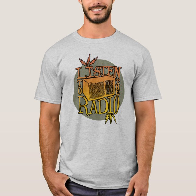 O t-shirt leve de rádio dos homens (Frente)