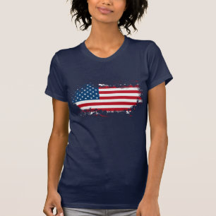 O t-shirt patriótico das mulheres
