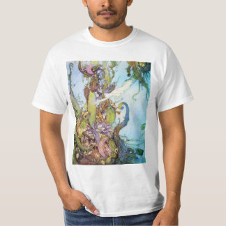 O t-shirt pequeno da arte do vintage da sereia